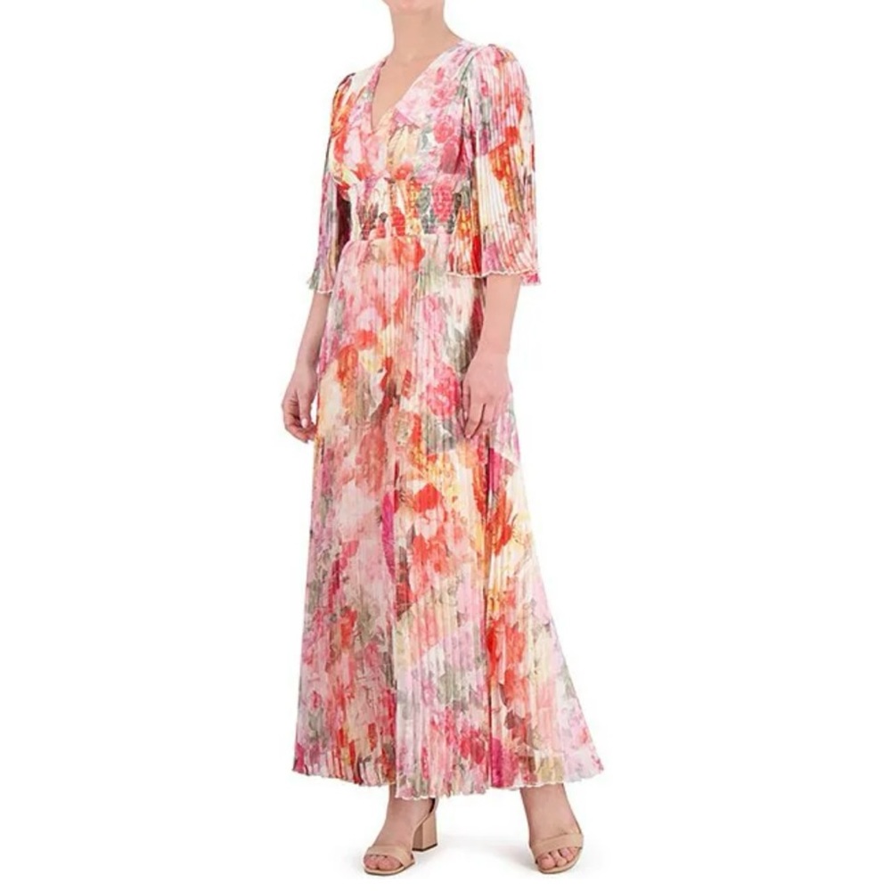 VINCE CAMUTO Floral Chiffon Pleated Maxi